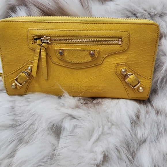Balenciaga Classic Continental Zip Wallet, Mustard - Picture 1 of 10